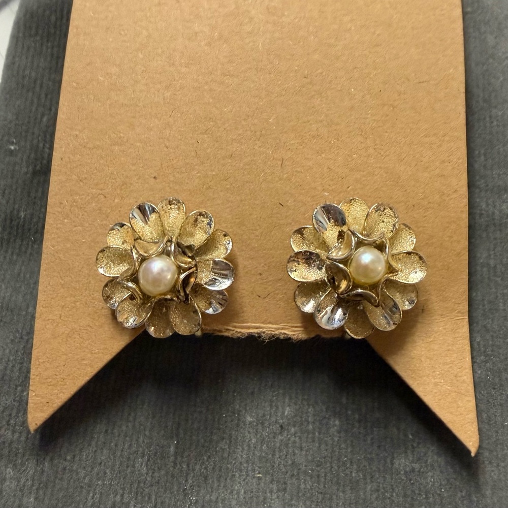 Vintage Gold and Silver Floral Earrings